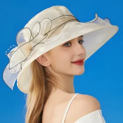 Women Wide Brim Bowler Hat Vintage Floral Wool Felt Fedora Floppy Elegant Fascinator Hat with Veil Lady Church Party Bucket