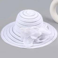 Women-Organza-Kentucky Sun Hats-Summer-Wide-Brim-Flower-Church-Hats for Tea Party Bridal Wedding Dress-Derby Hat