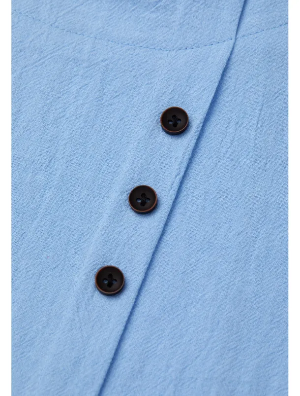 Women's 100% Cotton Shirt Blouse Button Print Weekend Streetwear Basic Casual Linen Like Short Sleeve Crew Neck White Summer Spring