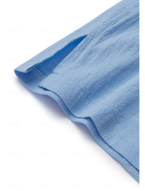 Women's 100% Cotton Shirt Blouse Button Print Weekend Streetwear Basic Casual Linen Like Short Sleeve Crew Neck White Summer Spring