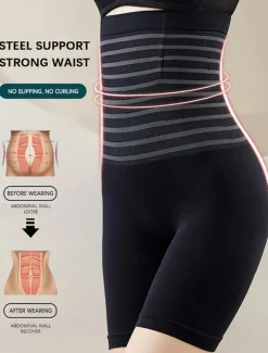 Women's High Waist Flat Panties Seamless Body Shaping Boxers Safety Shorts Slimming Underwear Home Outfits