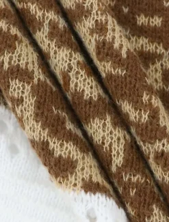 Women's Long CardiganL Leopard Striped Knit Hollow Out Knitted Fall Winter Going out Weekend Streetwear Casual Long Sleeve Leopard Striped Pink