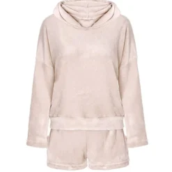 Women's Loungewear Sweatsuit Sets 2 Pieces Animal Cat Warm Plush Comfort Home Street Daily Fleece Hoodie Long Sleeve Hoodie Shorts Elastic Waist Fa Home Outfits