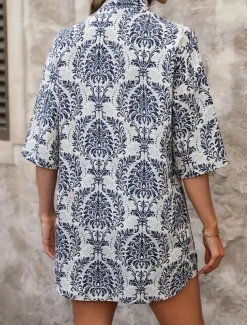 Women's 2 Pieces Elegant Fashion Streetwear Shorts Sets Half Sleeve V Neck Floral Print Outdoor Work Casual Black Royal Blue Blue Summer Regular Fit