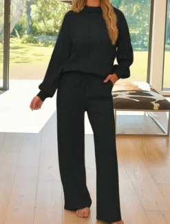 Women's 2 Pieces Sweatsuits Tracksuits Long Sleeve Fashion Streetwear Daily Pants Sets Hooded Floral Drawstring Casual Daily Black Blue Purple Summer Regular Fit