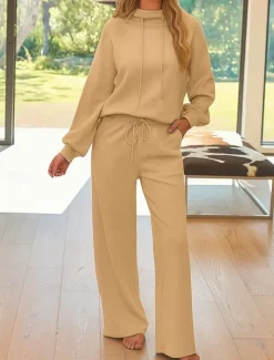 Women's 2 Pieces Sweatsuits Tracksuits Long Sleeve Fashion Streetwear Daily Pants Sets Hooded Floral Drawstring Casual Daily Black Blue Purple Summer Regular Fit