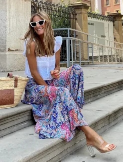 Women's A Line Swing Long Skirt Bohemia Maxi Skirts Print Floral Graphic Holiday Casual Daily Spring & Summer Fashion Bohemian Boho Pink