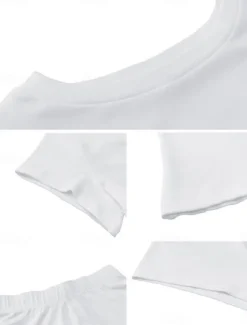 Women's Active Basic T Shirt Shorts Sets Short Sleeve Crew Neck Solid Color Casual Daily Dark Grey Black White Summer Slim