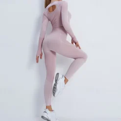 Women's Activewear Set Workout Sets Winter 2 Piece Cropped Stripes Leggings Crop Top Yellow Pink Spandex Yoga Fitness Gym Workout Tummy Control Butt Lift Breathable Sport Activewear Stretchy