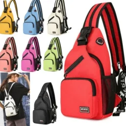 Women's and Men's Sling Crossbody Backpack with Multiple Pockets and Earphone Hole - Lightweight Sports Shoulder Bag for Travel and Daily Use