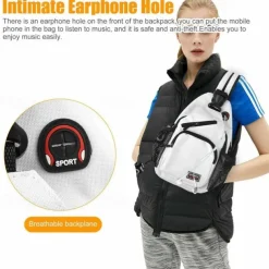 Women's and Men's Sling Crossbody Backpack with Multiple Pockets and Earphone Hole - Lightweight Sports Shoulder Bag for Travel and Daily Use