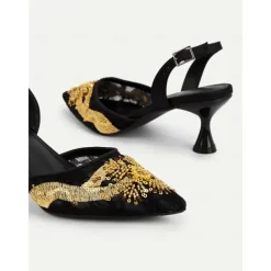 Women's Art Deco Sequin Mesh Slingback Heels – 1920s-Inspired Pointed Toe Party Shoes for Weddings, Evening Events & Gatsby Costumes