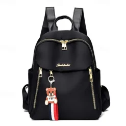 Women's Backpack Mini Backpack Commuter Backpack School Daily Solid Color Oxford Cloth Large Capacity Lightweight Durable Pendant Zipper Black Red Khaki