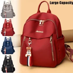Women's Backpack Mini Backpack Commuter Backpack School Daily Solid Color Oxford Cloth Large Capacity Lightweight Durable Pendant Zipper Black Red Khaki