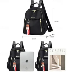 Women's Backpack Mini Backpack Commuter Backpack School Daily Solid Color Oxford Cloth Large Capacity Lightweight Durable Pendant Zipper Black Red Khaki