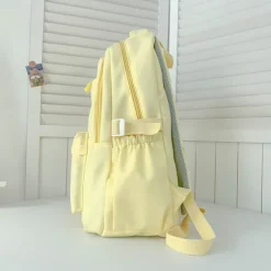 Women's Backpack School Bag Bookbag School Daily Solid Color Nylon Large Capacity Breathable Durable Zipper Black Yellow Blue