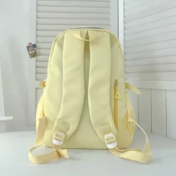 Women's Backpack School Bag Bookbag School Daily Solid Color Nylon Large Capacity Breathable Durable Zipper Black Yellow Blue