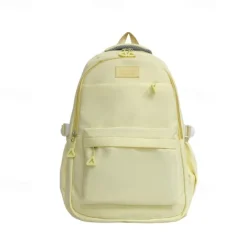 Women's Backpack School Bag Bookbag School Daily Solid Color Nylon Large Capacity Breathable Durable Zipper Black Yellow Blue