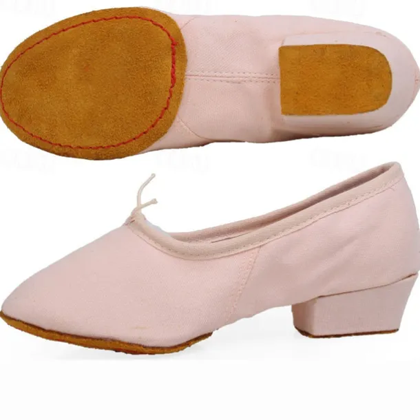 Women's Ballet Shoes Performance Party Evening Heel Cuban Heel Elastic Adults' Black White Pink