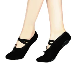 Women's Ballet Shoes Practice Flat Sneaker Practice Gore Elastic Band Slip-on Kid's Black White Red