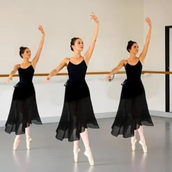 Women's Ballet Wrap Dress Chiffon Dance Wrap Skirt with Adjustable Waist Tie Gymnastics and Ballet Dance Skirts for Women Black Dancewear