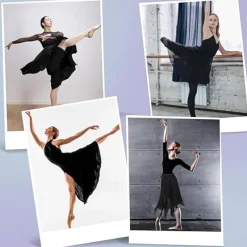 Women's Ballet Wrap Dress Chiffon Dance Wrap Skirt with Adjustable Waist Tie Gymnastics and Ballet Dance Skirts for Women Black Dancewear