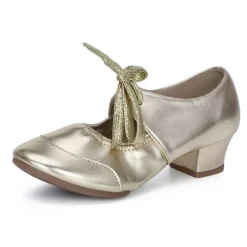 Women's Ballroom Dance Shoes Modern Dance Shoes Practice Heel Solid Color Cuban Heel Silver Black White