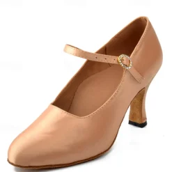 Women's Ballroom Dance Shoes Modern Shoes Character Shoes Performance Indoor Waltz Heel Solid Color High Heel Pointed Toe Ankle Strap Adults' White Almond