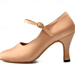 Women's Ballroom Dance Shoes Modern Shoes Character Shoes Performance Indoor Waltz Heel Solid Color High Heel Pointed Toe Ankle Strap Adults' White Almond