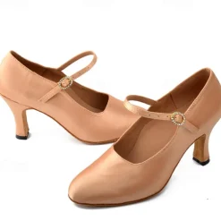 Women's Ballroom Dance Shoes Modern Shoes Character Shoes Performance Indoor Waltz Heel Solid Color High Heel Pointed Toe Ankle Strap Adults' White Almond
