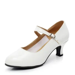 Women's Ballroom Dance Shoes Modern Dance Shoes Salsa Shoes Line Dance Outdoor Indoor Heel Solid Color Toggle Clasp White