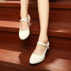 Women's Ballroom Dance Shoes Modern Dance Shoes Salsa Shoes Line Dance Outdoor Indoor Heel Solid Color Toggle Clasp White