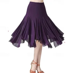Women's Ballroom Dance Skirt Long Swing Waltz Latin Salsa Belly Dance Flamenco Costume