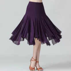 Women's Ballroom Dance Skirt Long Swing Waltz Latin Salsa Belly Dance Flamenco Costume