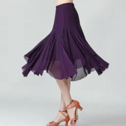 Women's Ballroom Dance Skirt Long Swing Waltz Latin Salsa Belly Dance Flamenco Costume