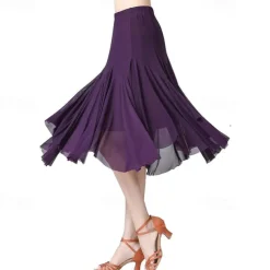 Women's Ballroom Dance Skirt Long Swing Waltz Latin Salsa Belly Dance Flamenco Costume