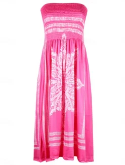 Women's Beach Dress Resort Wear Beach Wear Mini Dress Print Hot Elegant Graphic Strapless Sleeveless Standard Fit Daily Going out Multicolor Black 2023 Summer Spring S M L XL