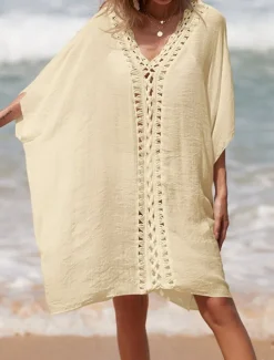 Women's Beach Dresses Cut Out Beach Wear Holiday Sleeveless Black White Blue Color