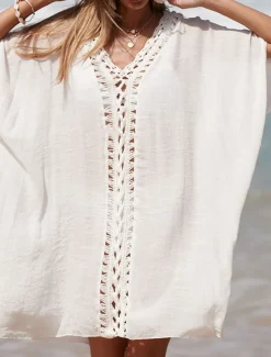 Women's Beach Dresses Cut Out Beach Wear Holiday Sleeveless Black White Blue Color