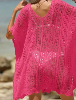 Women's Beach Dresses Cut Out Crochet Beach Wear Holiday Sleeveless Black White Blue Color