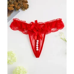 Women's Beaded Mesh Hole Sexy Jacquard G-strings & Thongs Panties Micro-elastic Mid Waist Super Sexy Lace Red Floral / Home / Apparel & Accessories Home Outfits