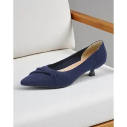 Women's Beige Mesh Pointed Toe Kitten Heels with Bow Detail - Comfortable and Stylish Low Heel Pumps for Casual and Office Wear