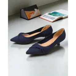 Women's Beige Mesh Pointed Toe Kitten Heels with Bow Detail - Comfortable and Stylish Low Heel Pumps for Casual and Office Wear