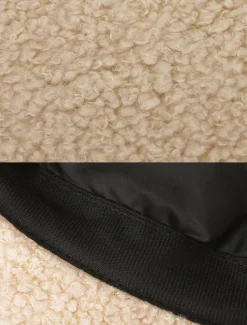 Women's Beige Sherpa Bucket Hat – Cozy Fleece Winter Hat for Casual Wear and Outdoor Activities