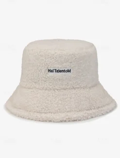 Women's Beige Sherpa Bucket Hat – Cozy Fleece Winter Hat for Casual Wear and Outdoor Activities