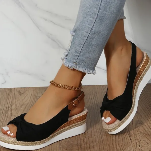 Women's Beige Slingback Espadrille Sandals with Bow Detail – Casual Summer Open-Toe Wedge Sandals