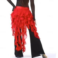 Women's Belly Dance Hip Scarf Belt Skirt Latin Dance Belt Performance Tassel Wave Skirt