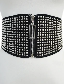 Women's Belt PU Black Wide Belt Street Prom Round Dots