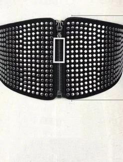 Women's Belt PU Black Wide Belt Street Prom Round Dots