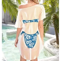 Women's Bikini Shirt Cover Up Dress Funny Cute Bikini Print for Swimwear Short Sleeve 3D Graphic Baggy Swimwear Cover-Up